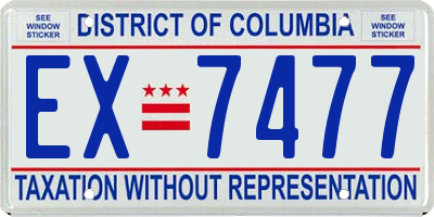 DC license plate EX7477