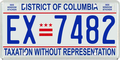 DC license plate EX7482