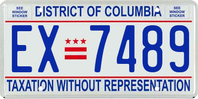 DC license plate EX7489