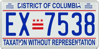 DC license plate EX7538
