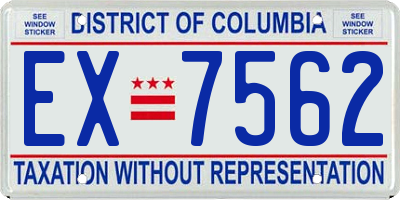DC license plate EX7562