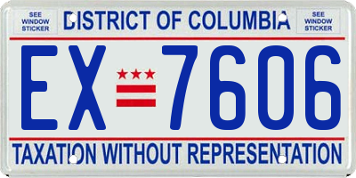 DC license plate EX7606