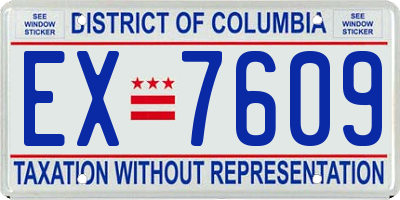DC license plate EX7609