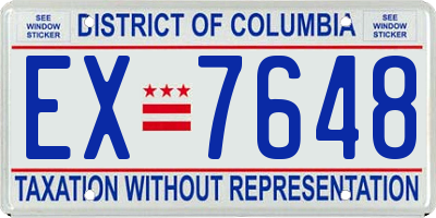 DC license plate EX7648
