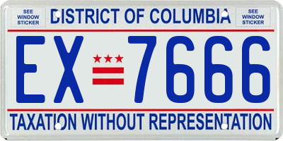 DC license plate EX7666