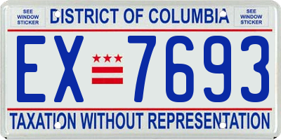 DC license plate EX7693