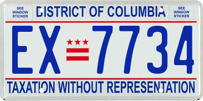 DC license plate EX7734