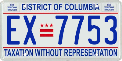 DC license plate EX7753