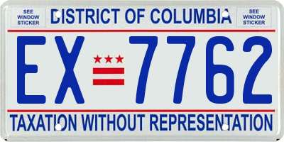 DC license plate EX7762