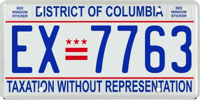 DC license plate EX7763