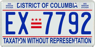 DC license plate EX7792