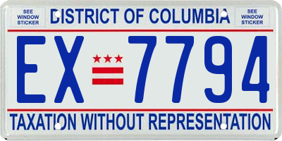 DC license plate EX7794