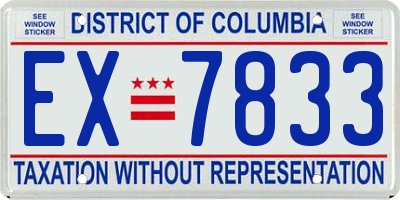 DC license plate EX7833