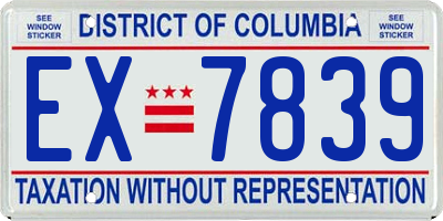 DC license plate EX7839