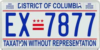 DC license plate EX7877