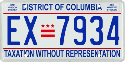 DC license plate EX7934