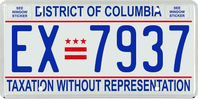 DC license plate EX7937