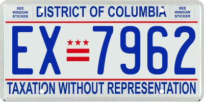DC license plate EX7962