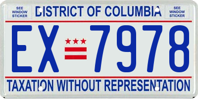 DC license plate EX7978