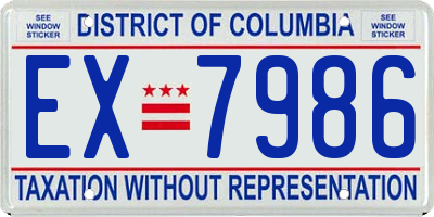 DC license plate EX7986