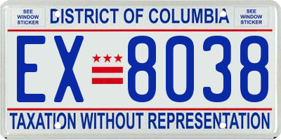 DC license plate EX8038