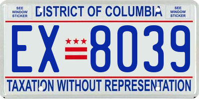 DC license plate EX8039