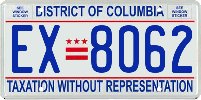 DC license plate EX8062