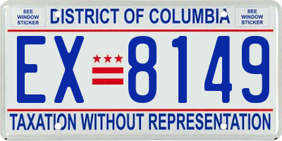 DC license plate EX8149