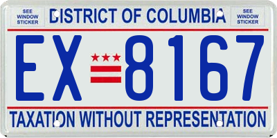 DC license plate EX8167