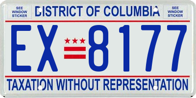 DC license plate EX8177