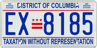 DC license plate EX8185