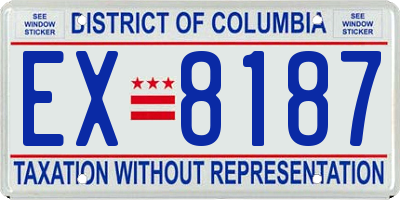 DC license plate EX8187