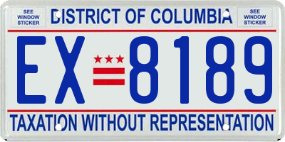 DC license plate EX8189