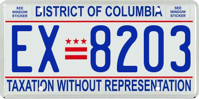 DC license plate EX8203