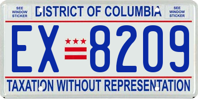 DC license plate EX8209