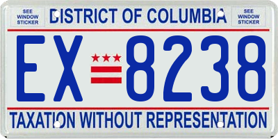 DC license plate EX8238