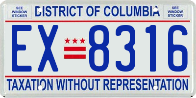 DC license plate EX8316
