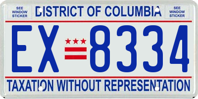 DC license plate EX8334