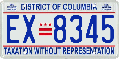 DC license plate EX8345