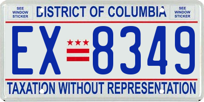 DC license plate EX8349