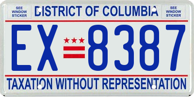 DC license plate EX8387