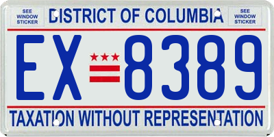 DC license plate EX8389