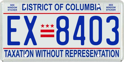 DC license plate EX8403