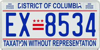 DC license plate EX8534