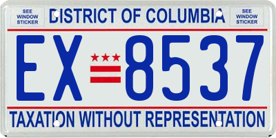 DC license plate EX8537