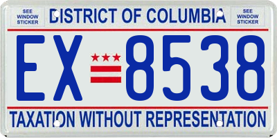 DC license plate EX8538