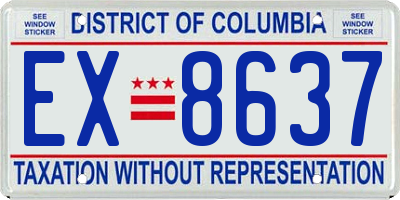 DC license plate EX8637