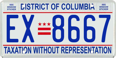 DC license plate EX8667
