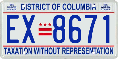 DC license plate EX8671