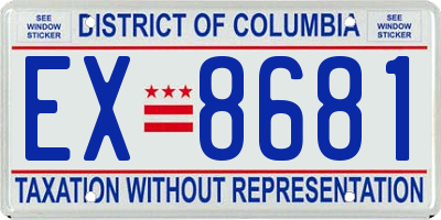 DC license plate EX8681